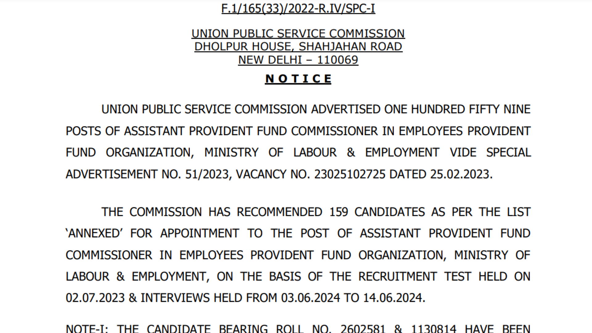 UPSC EPFO Recruitment 2023 Apply Online DAF Form for EPFO Enforcement Officer EO /Accounts Officer AO, Assistant Provident Fund Commissioner APFO, APFC Final Result 577 Post