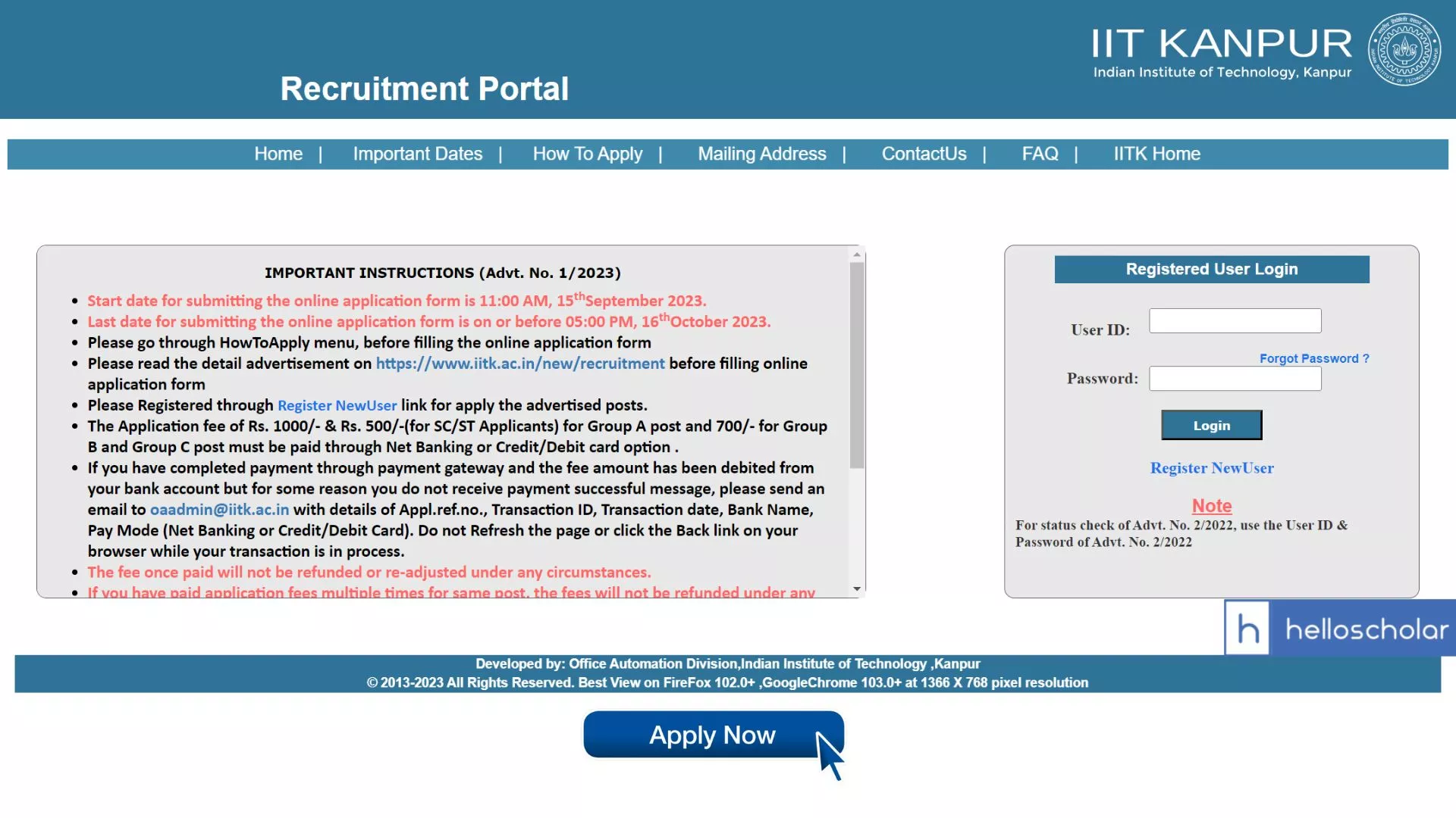 IIT Kanpur Vacancy 2023 Notification Out for Assistant, JSO, Other Posts