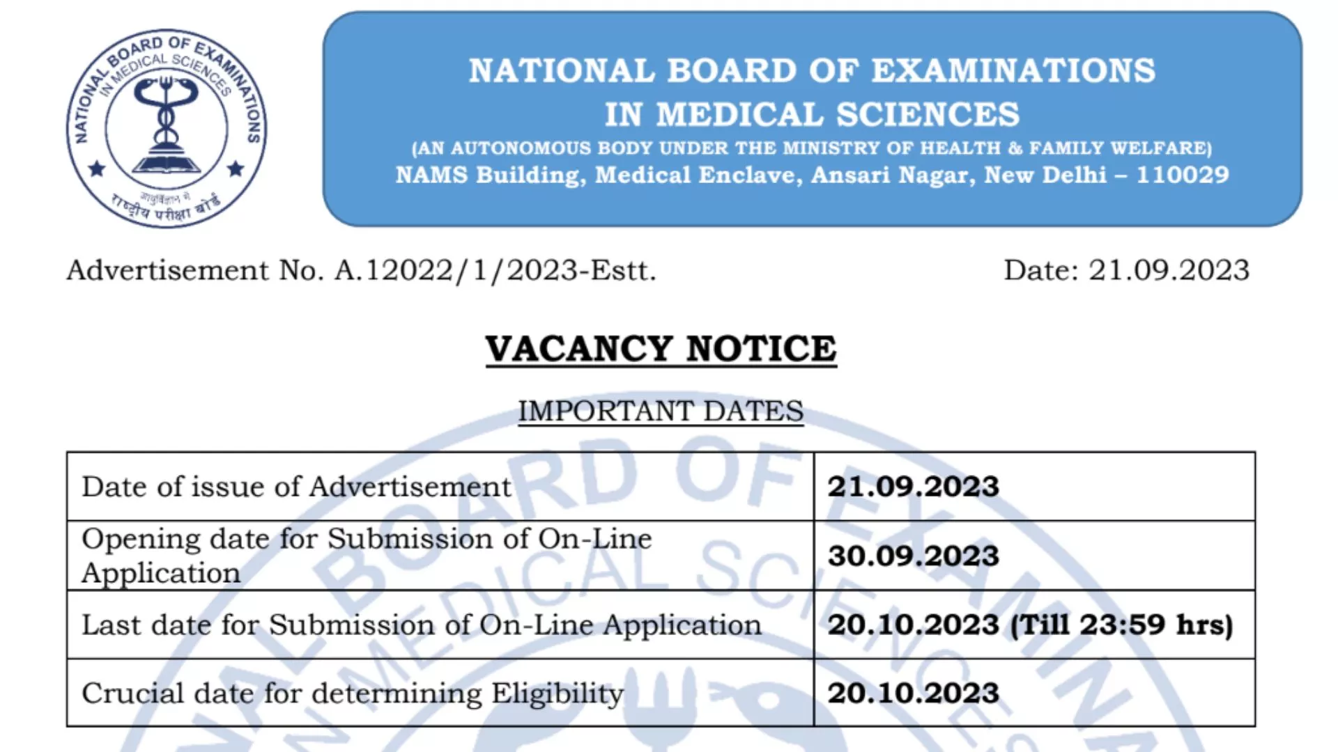 NBEMS Recruitment 2023, Apply for Junior Assistant, Steno, and Other Posts