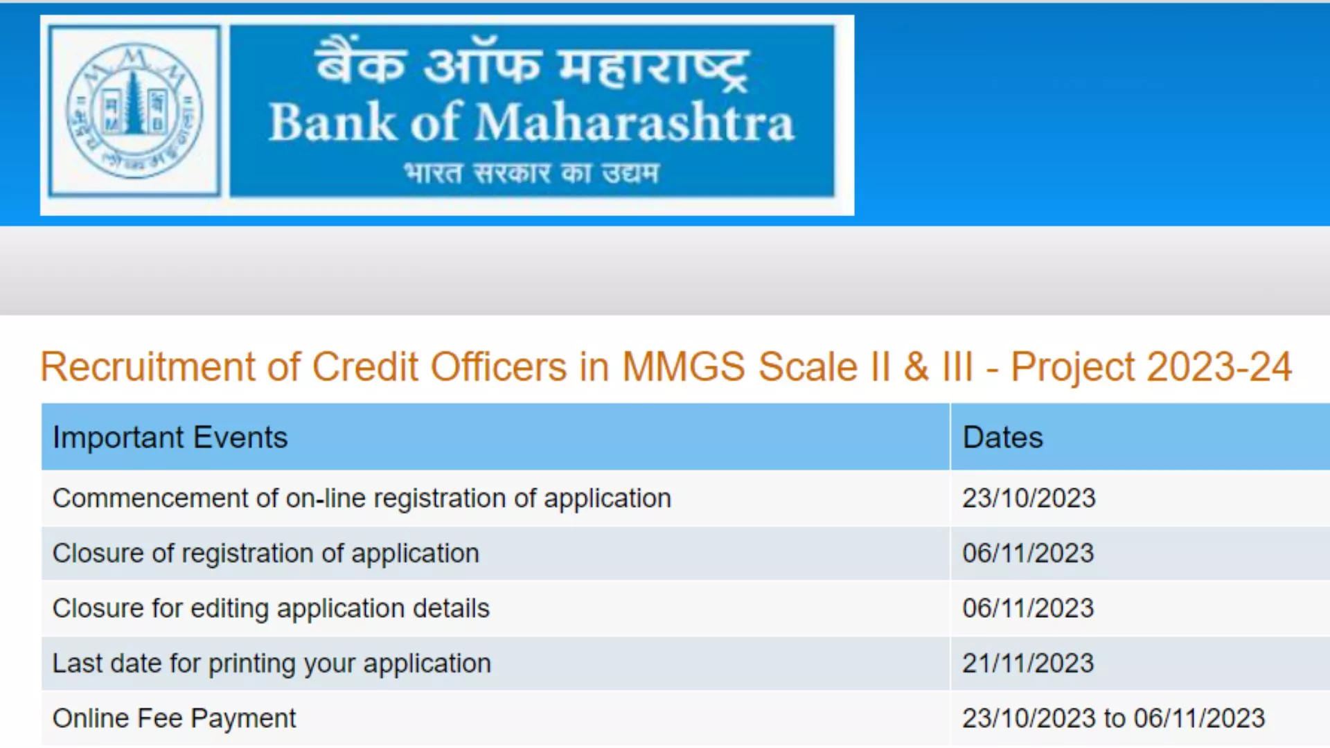 Bank of Maharashtra Credit Officer Recruitment 2023 Notification OUT, Check Vacancies, Eligibility, Apply Online