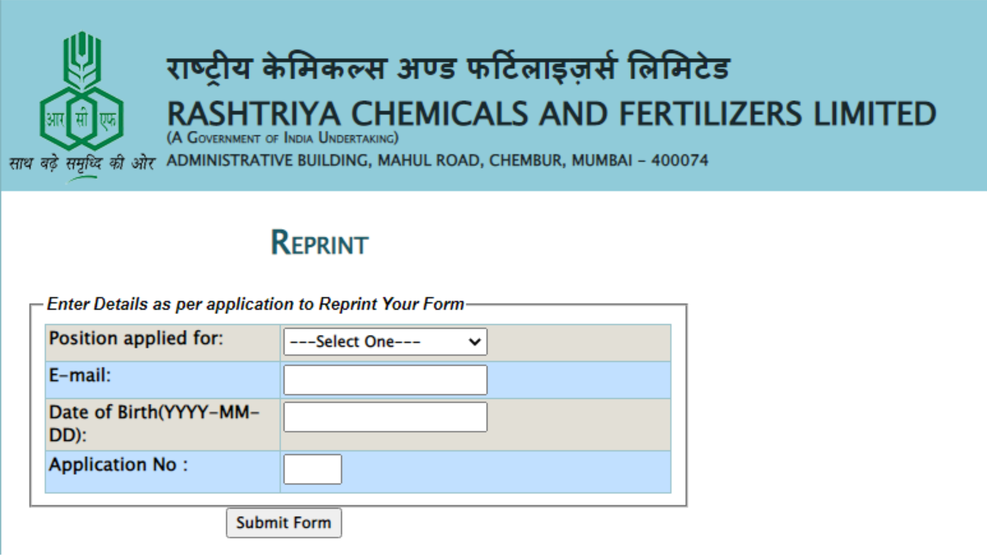 Rashtriya Chemicals and Fertilizers Limited RCF Graduate, Technician and Trade Apprentice Online Form 2023