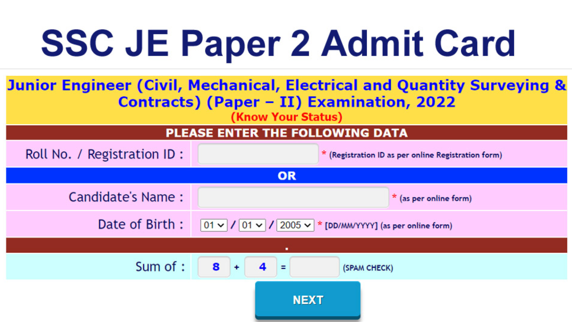 SSC JE Admit Card 2023 and Application Status OUT for Tier-2 Exam