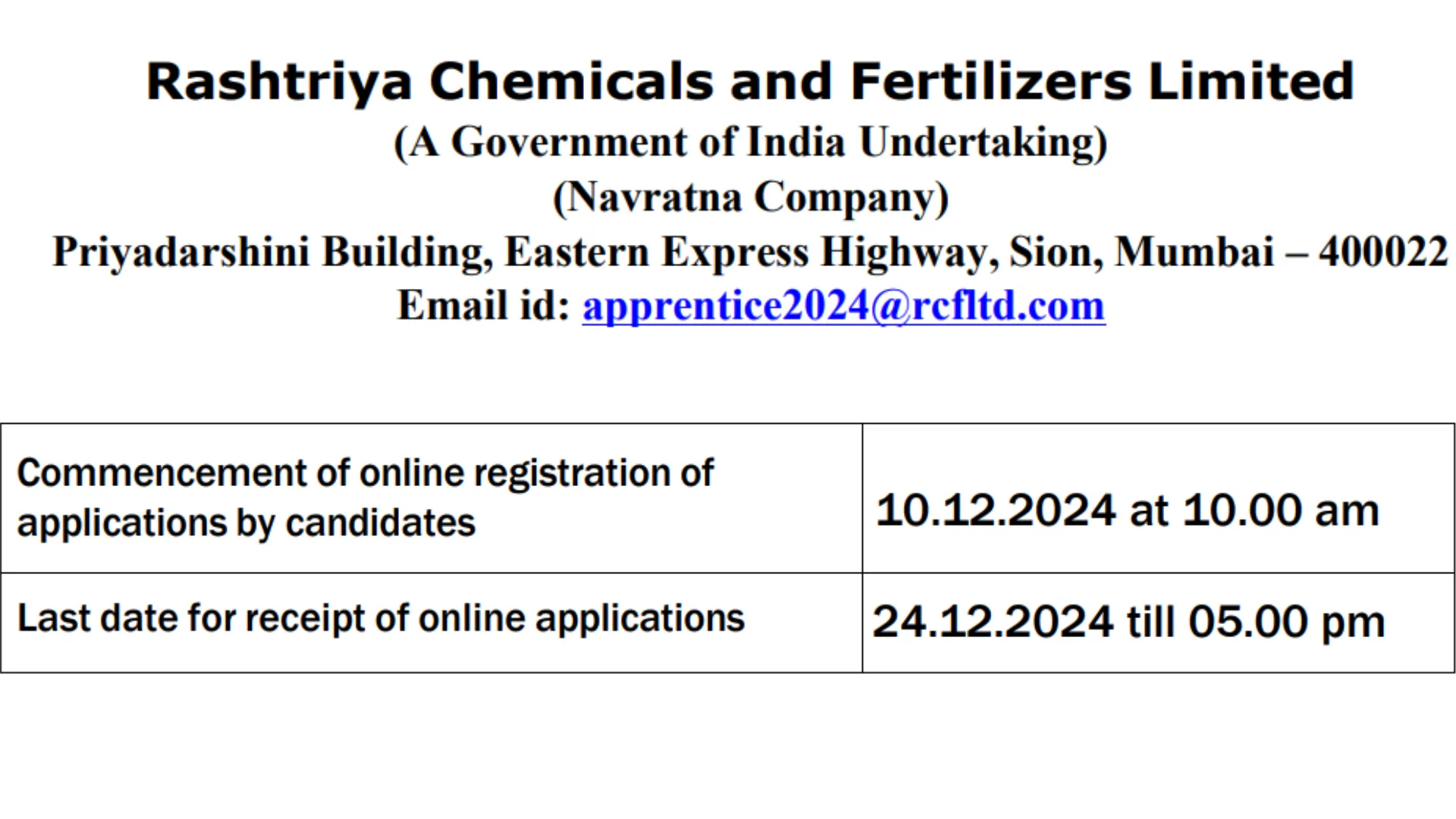 RCFL Recruitment 2024 Apply Online for 378 Graduate, Technician and Trade Apprentice Posts