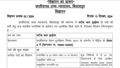 CG High Court Driver Recruitment 2024 Notification and Offline Application Form