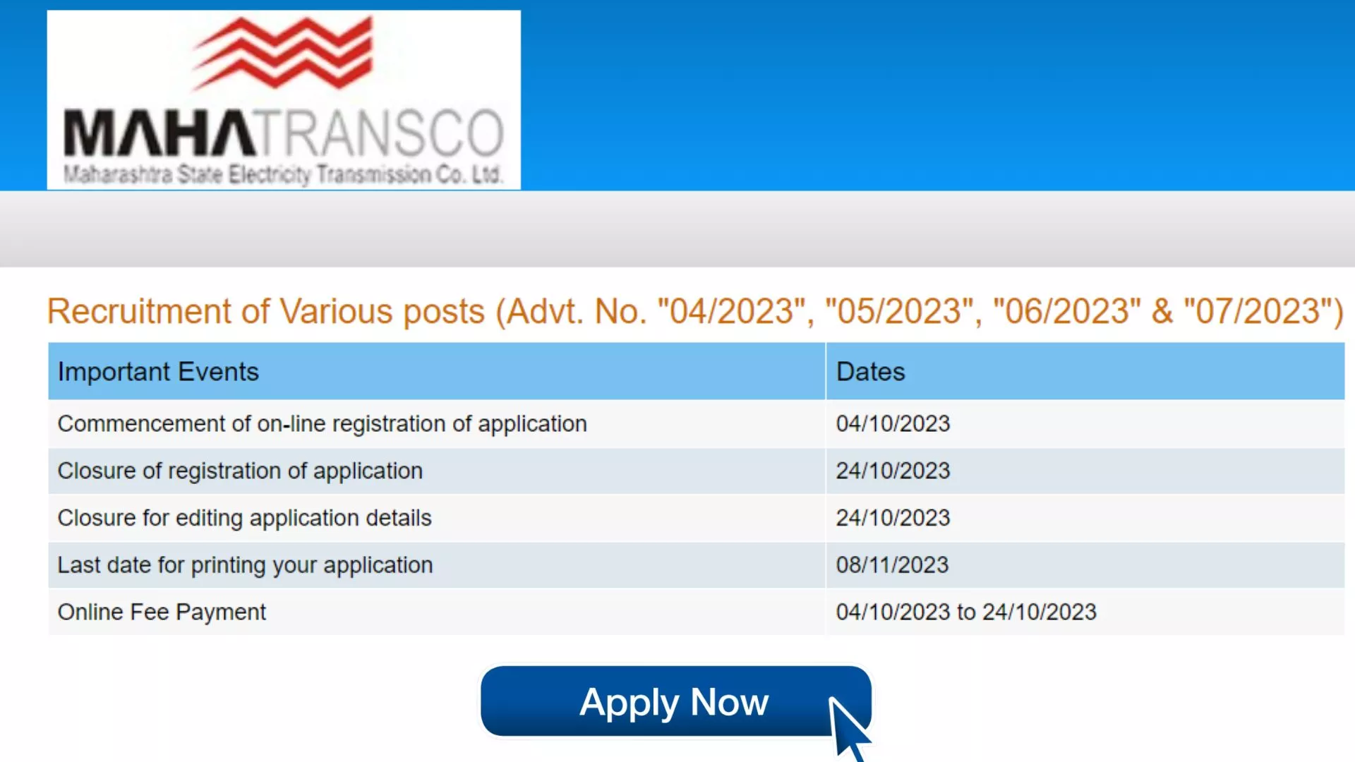 MAHATRANSCO Recruitment 2023, Apply Online for 598 Posts