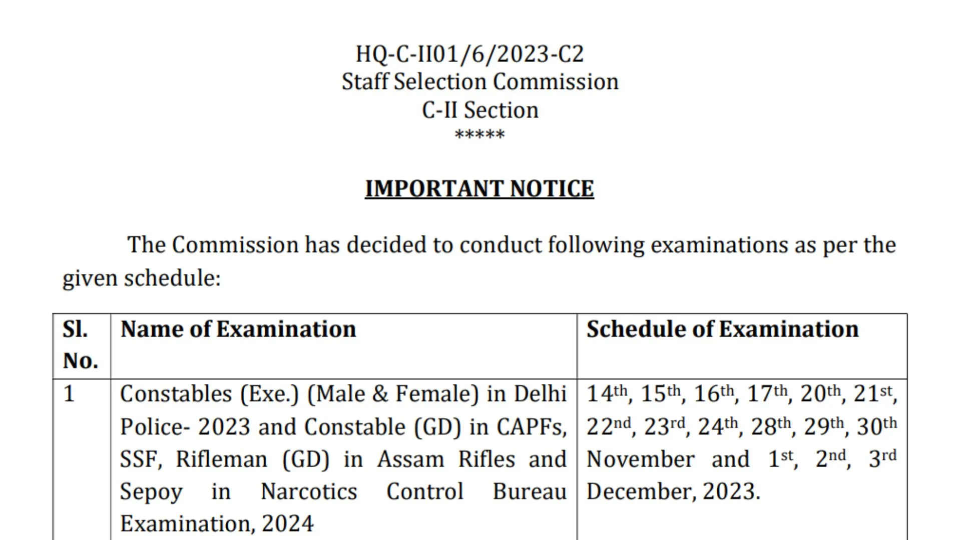 SSC GD Constable Exam Schedule 2023-24 Released, Check Here