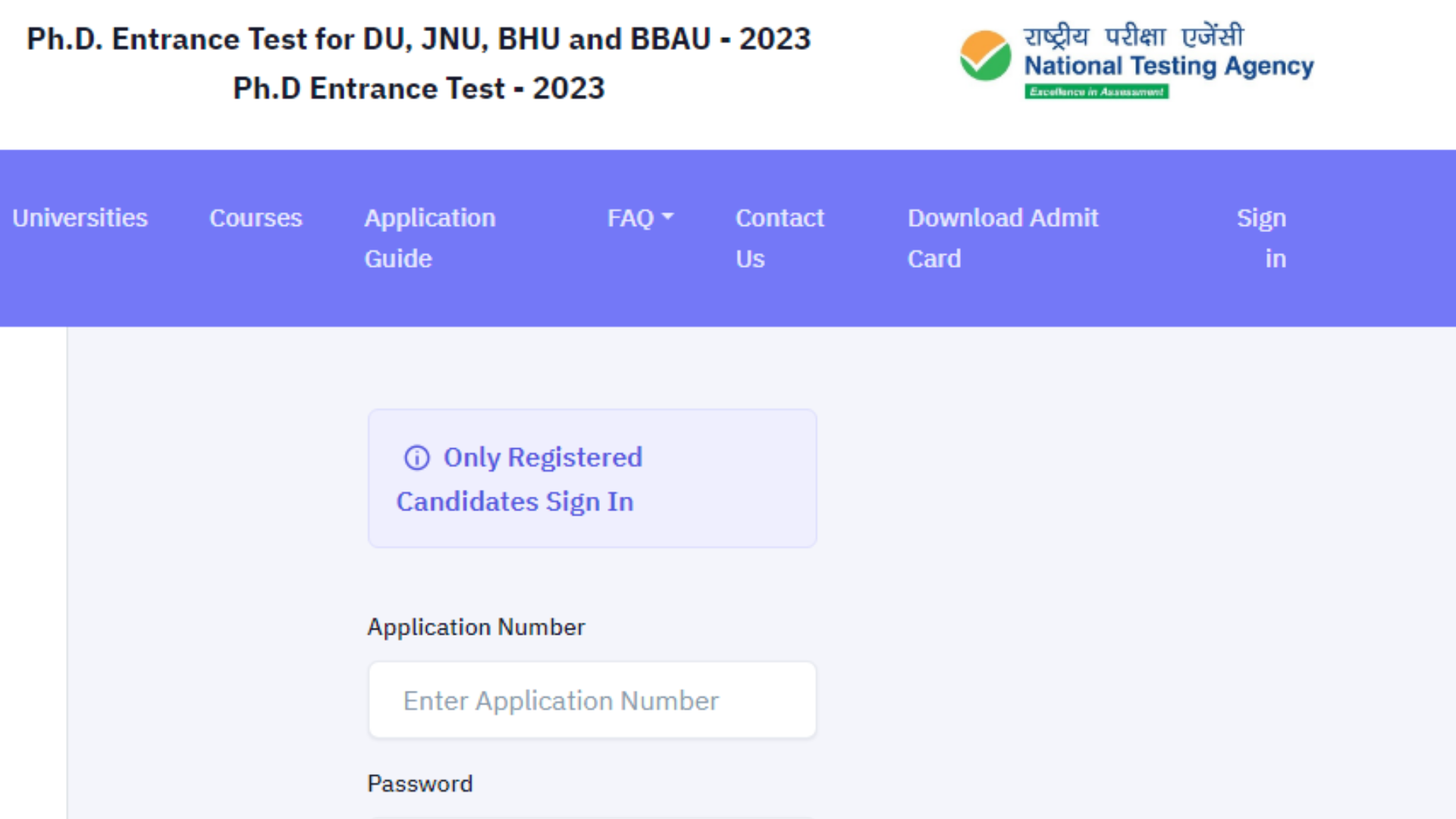 NTA Phd Entrance Test for DU, JNU Delhi, BHU Varanasi and BBAU Lucknow Admissions 2023 Exam Result with Score