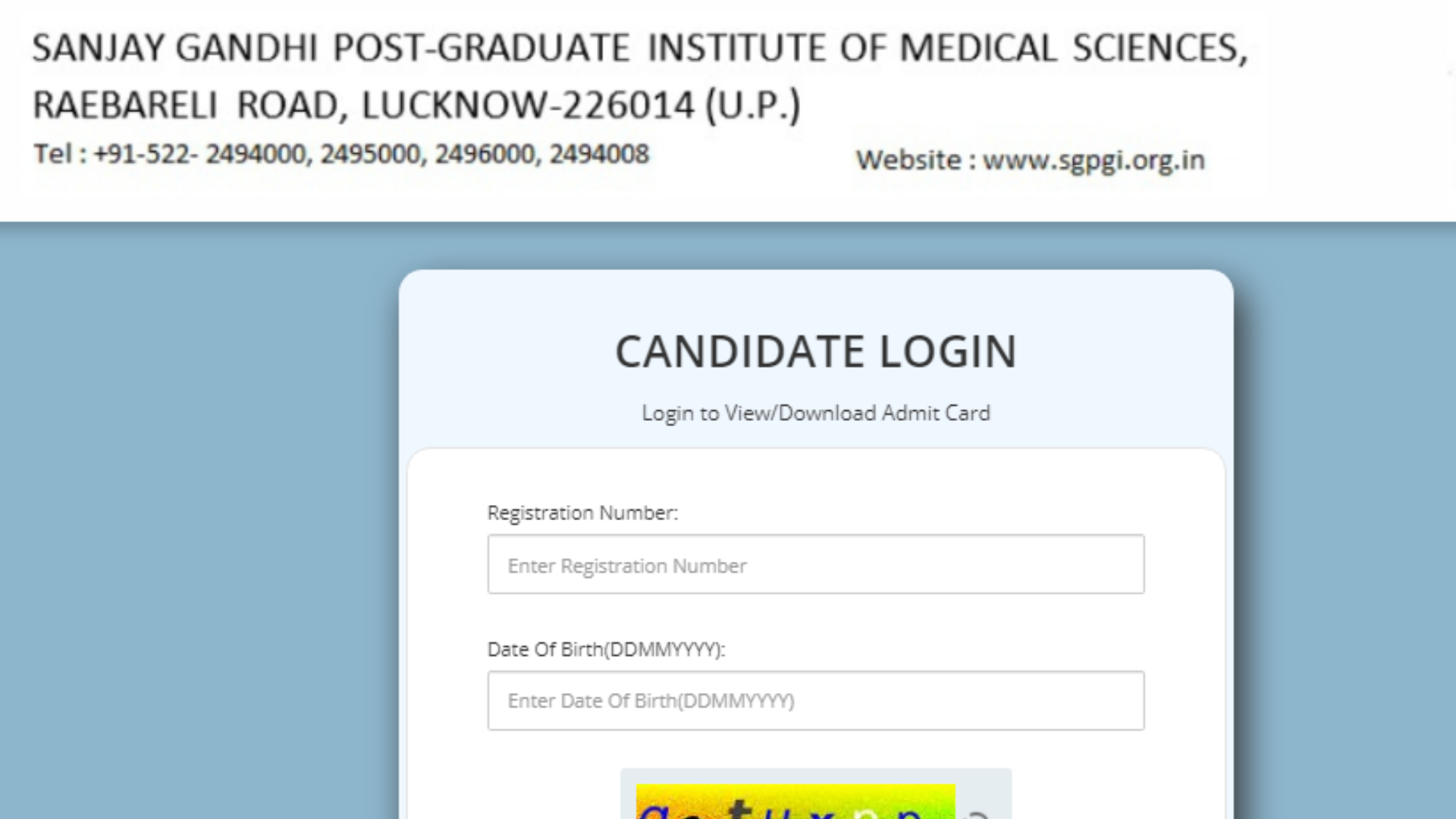 Sanjay Gandhi Post Graduate Institute of Medical Science SGPGI Non Teaching Recruitment 2023 Admit Card for Various 155 Post