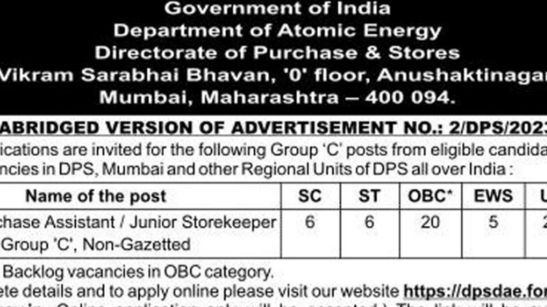 DPS DAE Recruitment 2023 Notification Out for New Vacancy, Apply Online