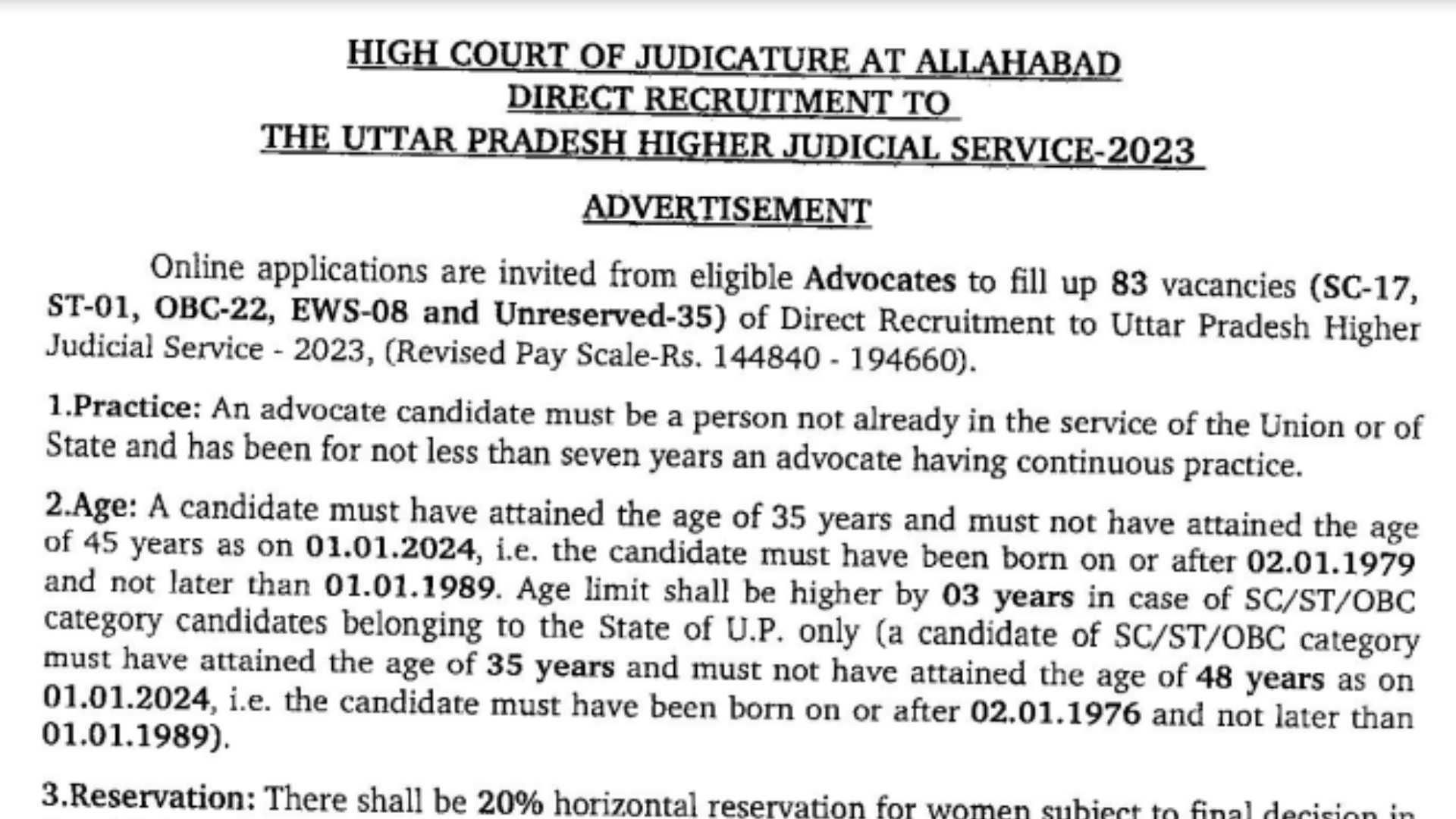 Allahabad High Court District Judge UP HJS Recruitment 2024 Apply Online for 83 Post