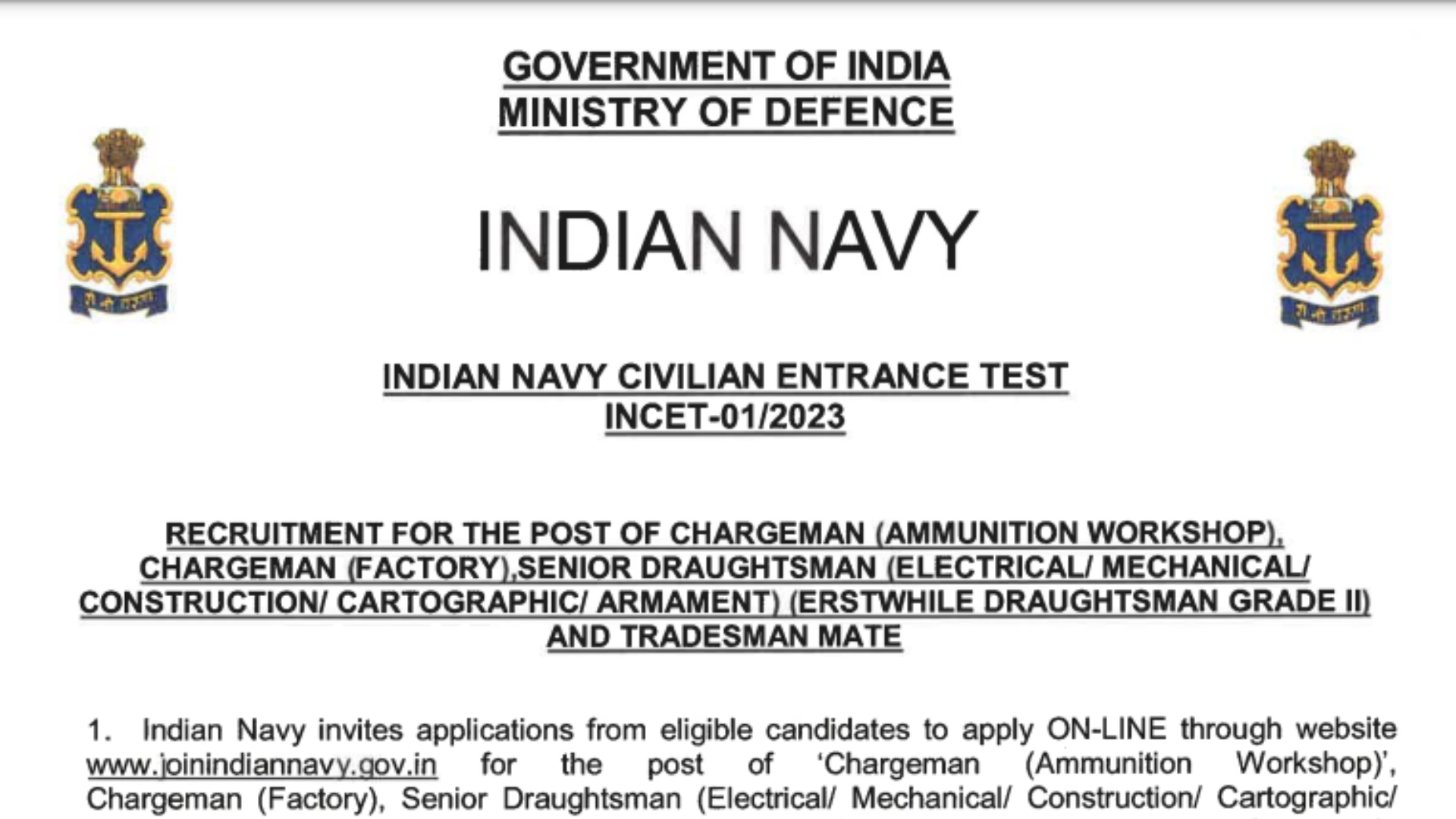 Navy Admit Card 2024 Out for INCET 1/2023, Download Direct Link Here