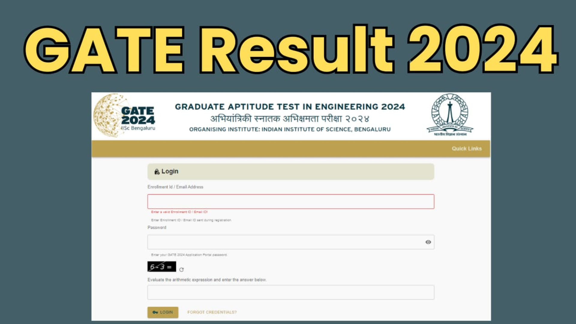 Graduate Aptitude Test in Engineering GATE Result / Score Card 2024