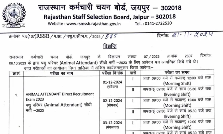 Rajasthan Pashu Paricharak Admit Card 2024 OUT Today, Download Direct Link Given Here, Animal Attendant Bharti