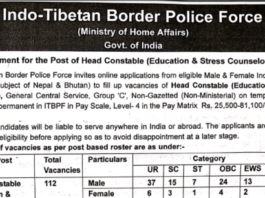 ITBP HC (Education and Stress Counsellor) Recruitment 2024 Notificaiton Out for 112 Posts, Apply Online