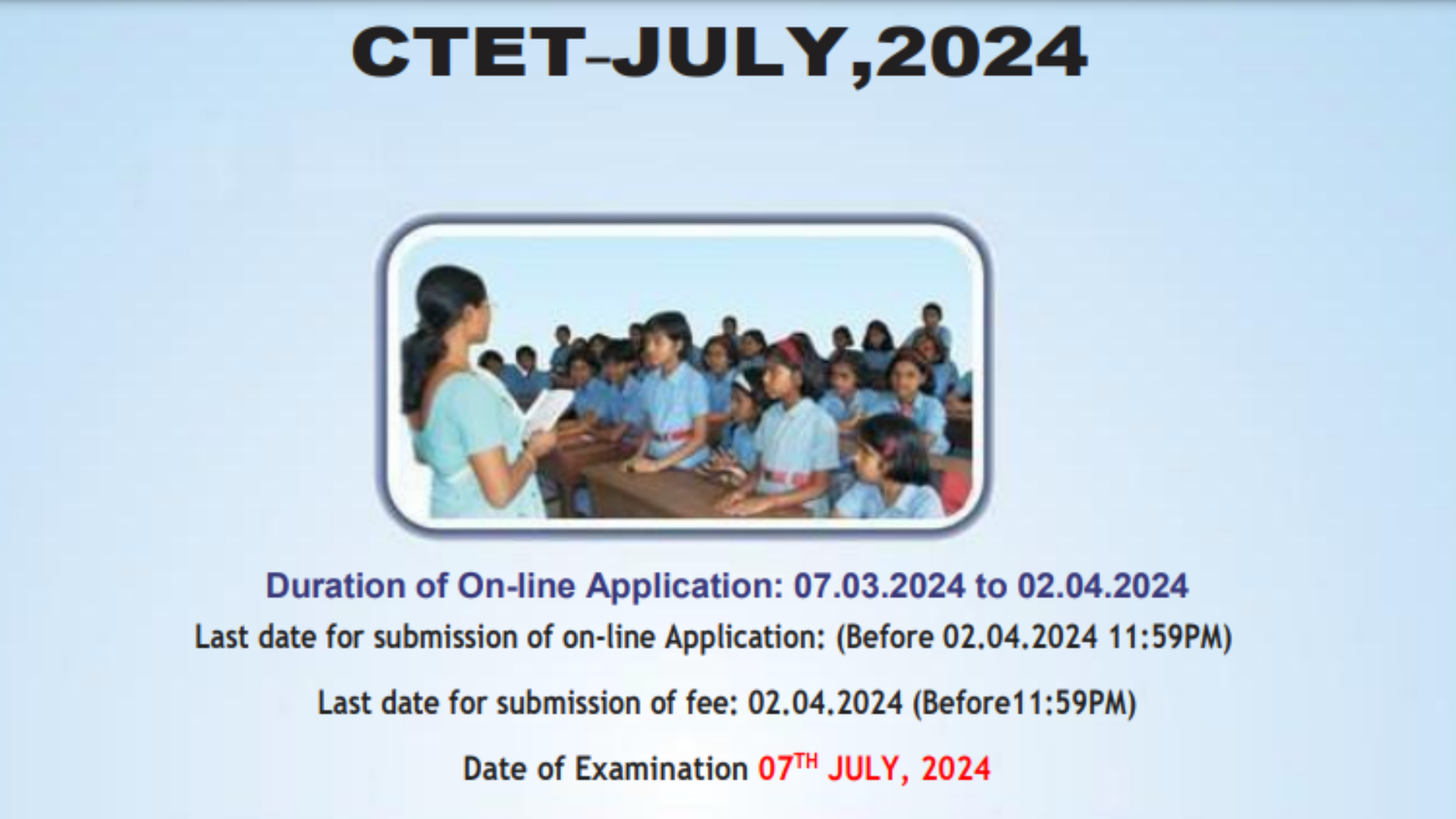 CTET July 2024 Apply Online for Paper I & Paper II Exam