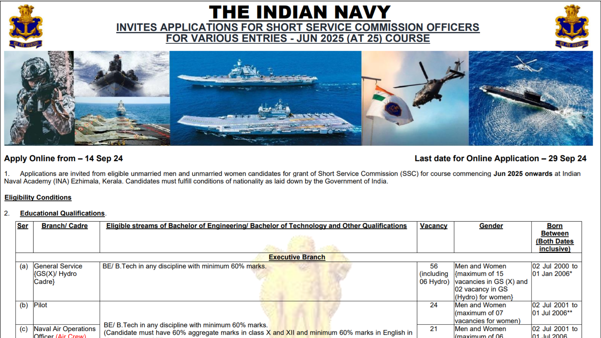 Indian Navy SSC Officer Recruitment 2024 Notification OUT for 250 Posts, Apply Online