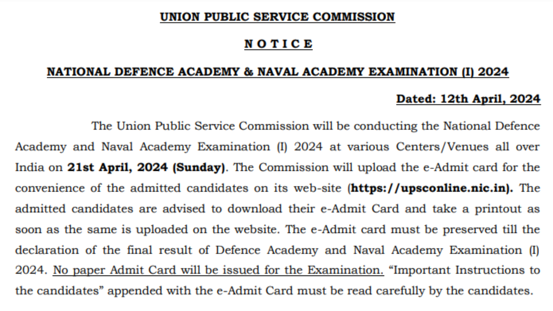 UPSC NDA 1/2024 Result OUT, Download Merit List PDF