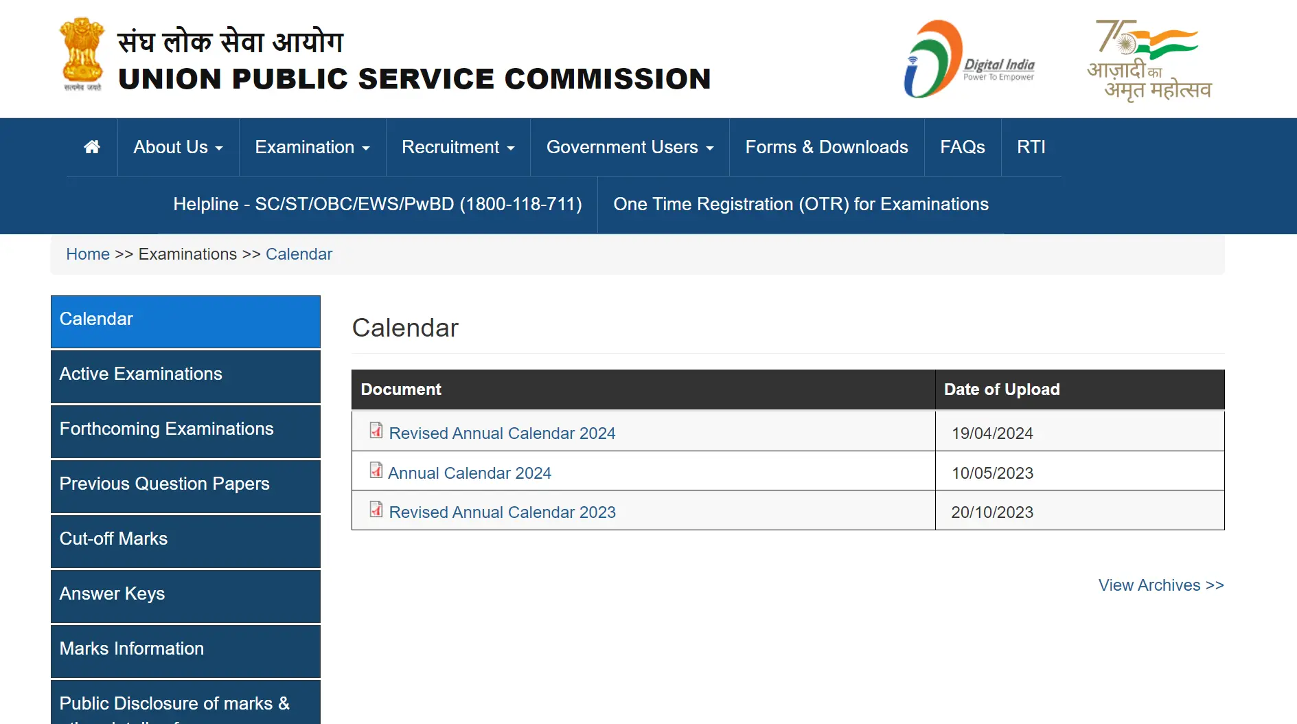 UPSC New Exam Calendar 2024 [Download PDF]
