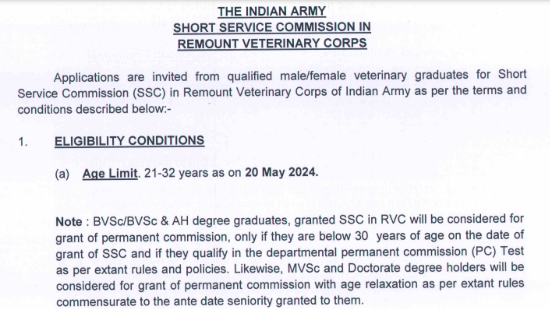 Army Remount Veterinary Corps Recruitment 2024 Notification, Offline Application Form