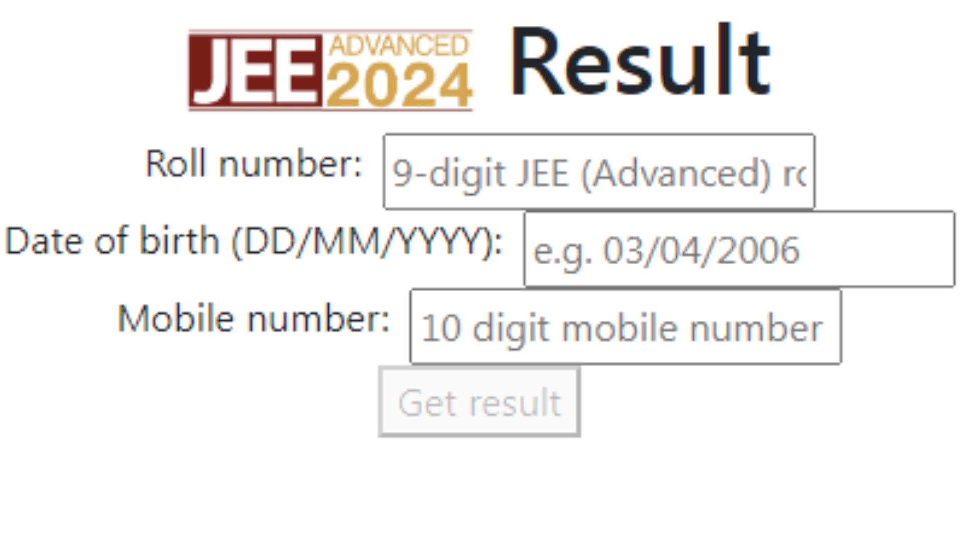 IIT Madras Joint Entrance Examination (Advanced) 2024 Admissions Test Result 2024