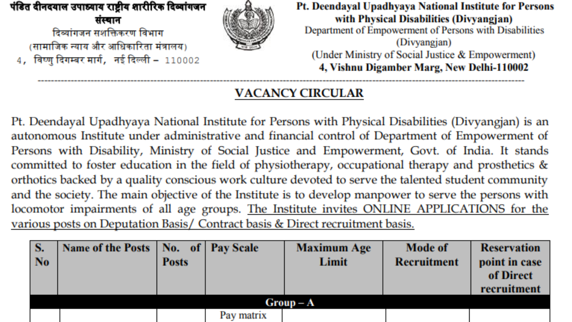 PDUNIPPD Recruitment 2024: Clerk, MTS, Assistant Various Posts Online Form