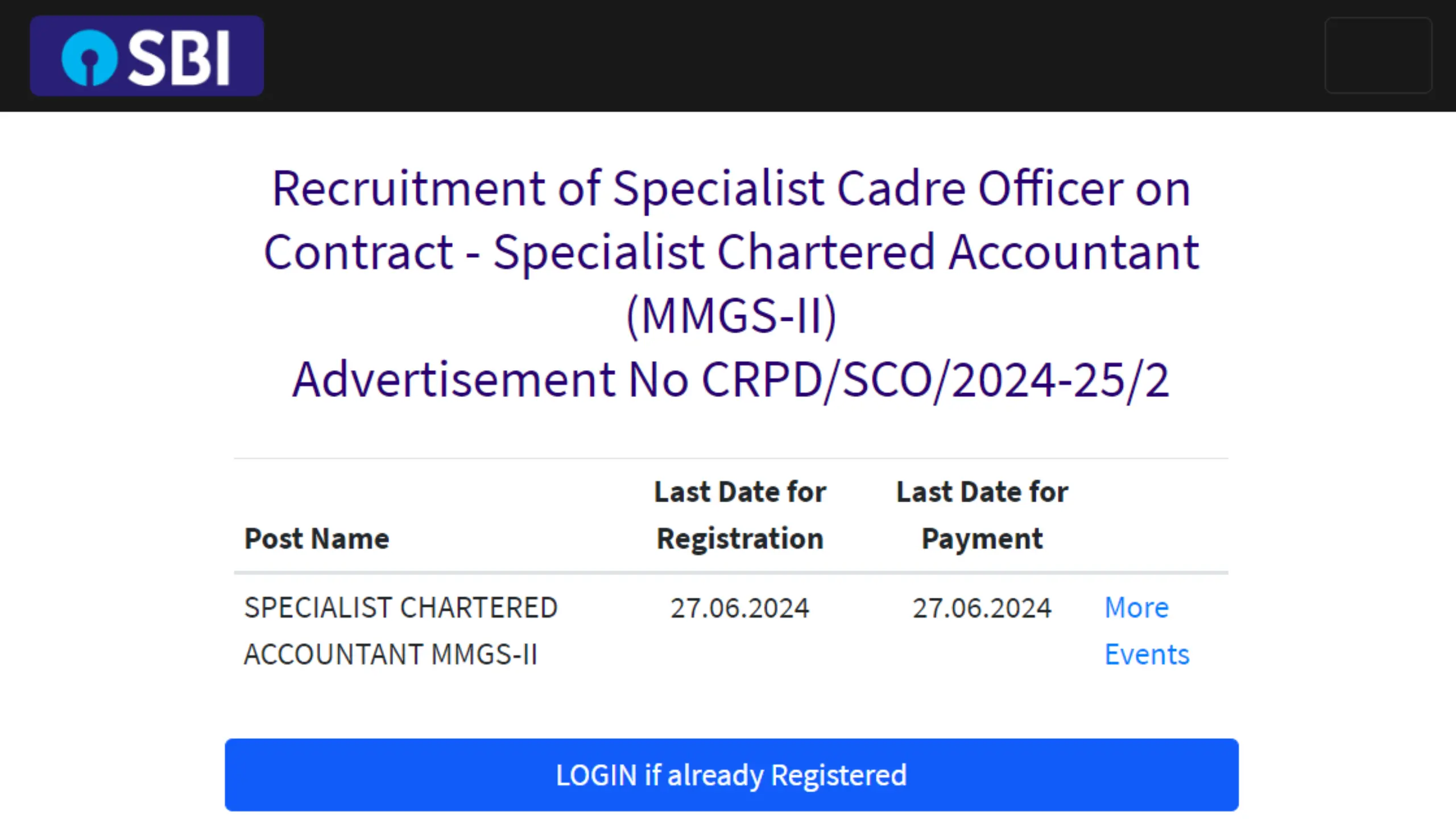 SBI Chartered Accountant Recruitment 2024, Apply Online