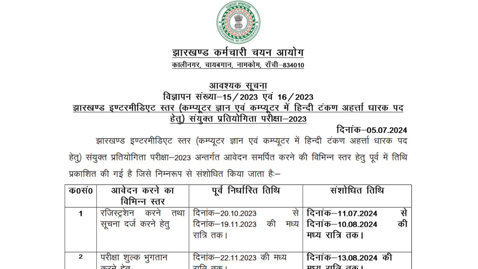 Jharkhand Intermediate Level Recruitment JISCKHTCCE 2023 Apply Online for 863 Post