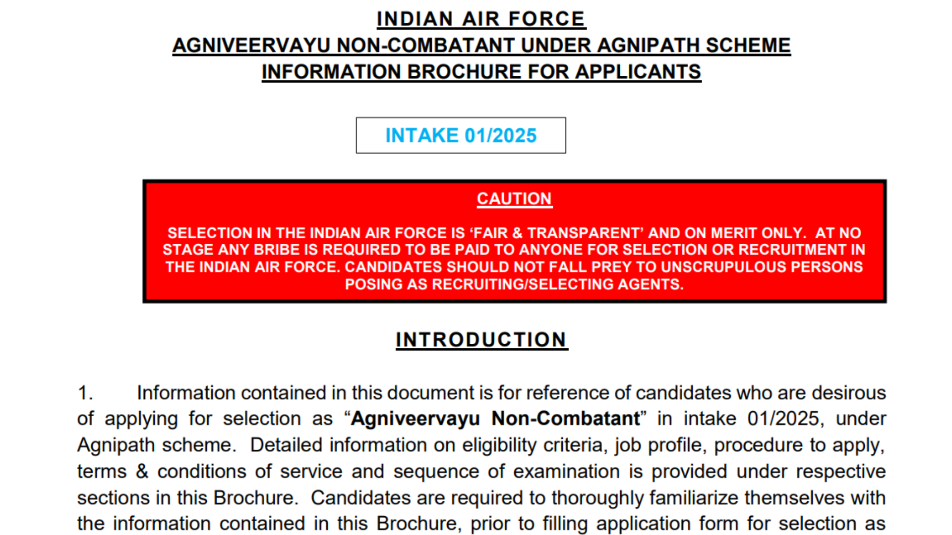 Air Force Agniveer Non-Combatant Recruitment 2024 Notification, Offline Application Form