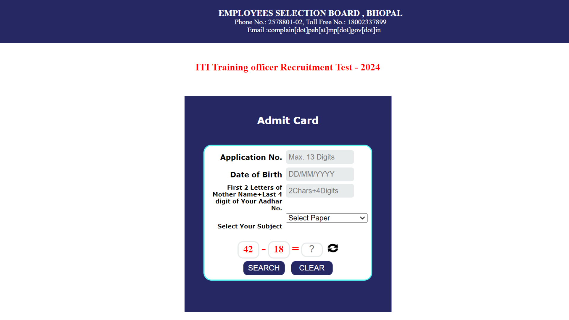 MPESB ITI Training Officer (ITITO) Recruitment Test 2024 Download Admit Card for 450 Post