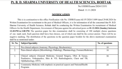 UHSR Haryana Health MO Exam Date, Admit Card 2024 [777 Post] Medical Officer Recruitment All Updates Here