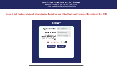 MPESB Group 3 Sub Engineer ,Sahayak Manchitrakar, Technician and Other Equivalent Combined Recruitment Test 2024 Download Result for 283 Post