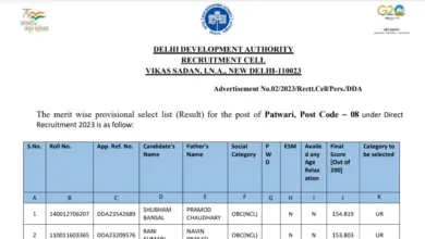 Delhi DDA Various Post Recruitment 2023 ASO, JSA Stage II Exam Admit Card, Patwari Result 2024 for 687 Post