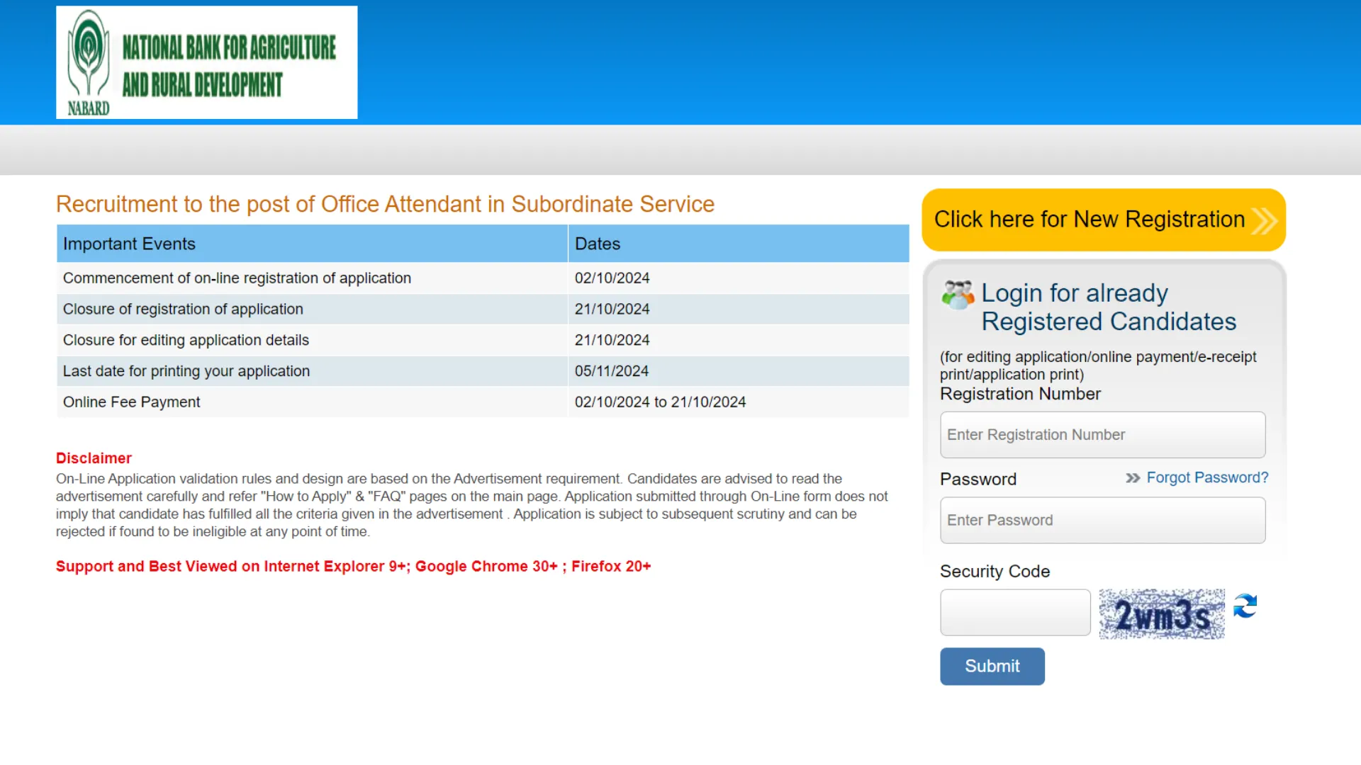 Nabard Office Attendant Group C Recruitment 2024 Apply Online 10th Pass for 108 Post