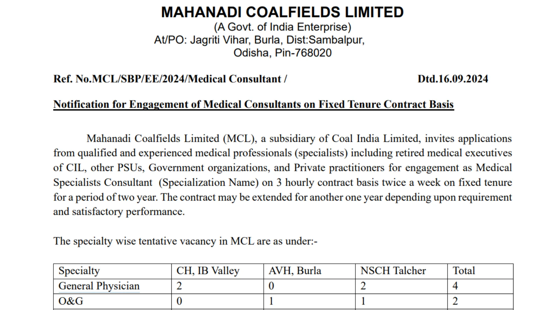 MCL Recruitment 2024: Apply Now for Medical Specialists Consultant Posts