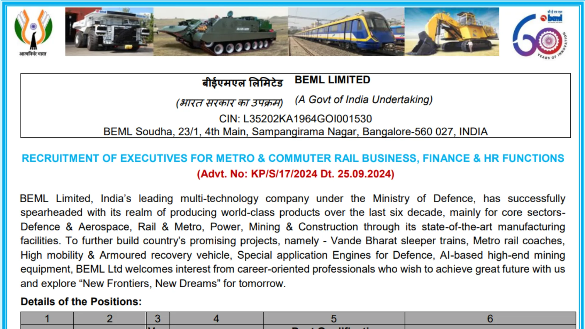 BEML Recruitment 2024: Notification Out for Assistant Manager and Other Posts, Apply Now