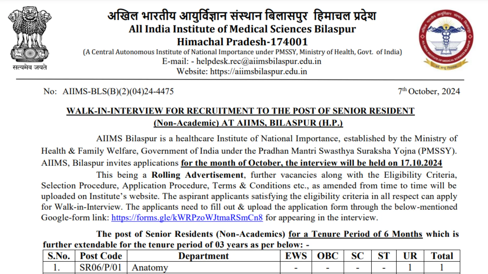 AIIMS Bilaspur Recruitment 2024: Apply Now for 123 Vacancies Across Multiple Posts