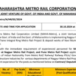 MAHA Metro Rail Recruitment 2024: Notification Out for Various Posts, Apply Now