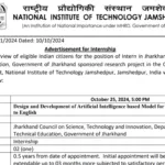 NIT Jamshedpur Recruitment 2024: Internship Registration Now Open