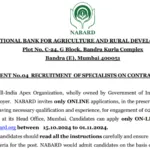 NABARD Recruitment 2024: Notification Out for Specialist Posts, Apply Online