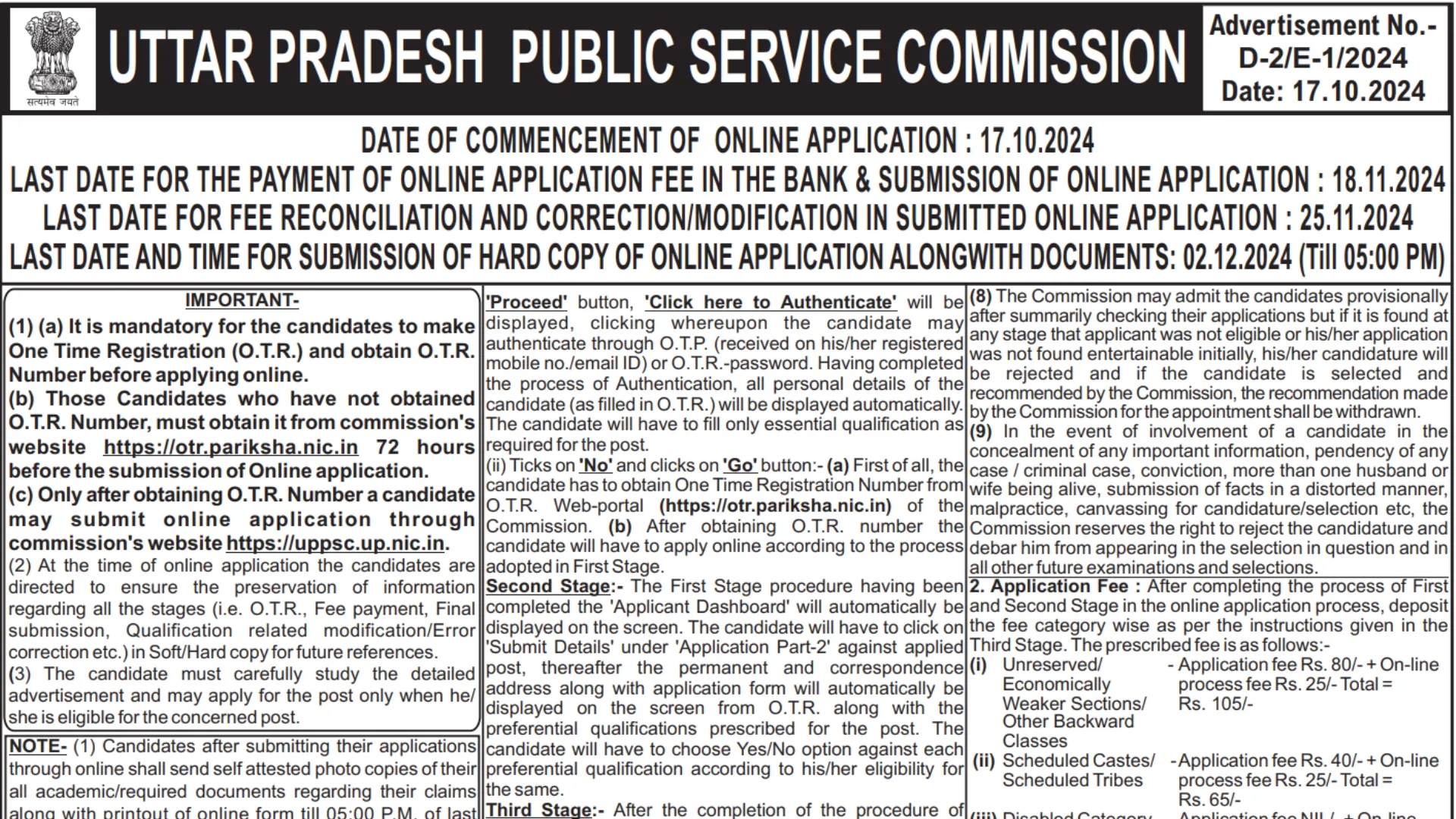 UPPSC Recruitment 2024: Notification Out for 109 Various Posts, Apply Online