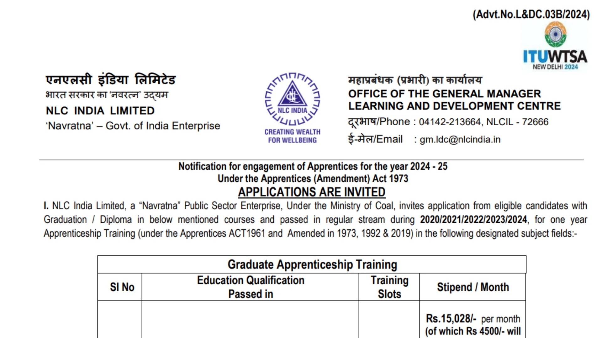 NLC Recruitment 2024: Apply Online for 210 Graduate and Technician Diploma Apprentices