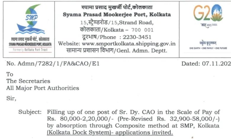 SMP Kolkata Recruitment 2024: Apply for Senior Deputy Chief Accounts Officer Post with Monthly Salary Up to Rs. 2,20,000