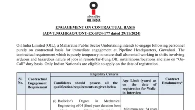 OIL India Recruitment 2024: Apply Now for Contractual Mechanical Engineer Post