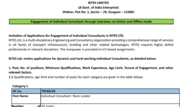 RITES Recruitment 2024: Apply for Individual Consultant Posts