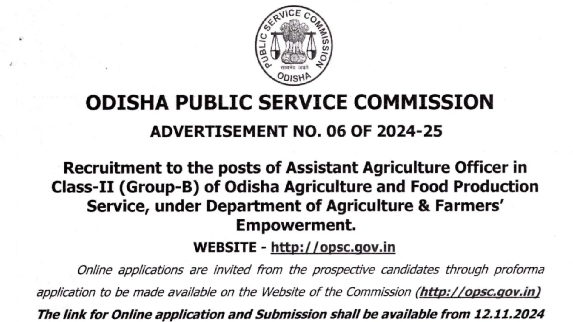 OPSC Recruitment 2024: Apply for 124 Assistant Agriculture Officer (AAO) Posts