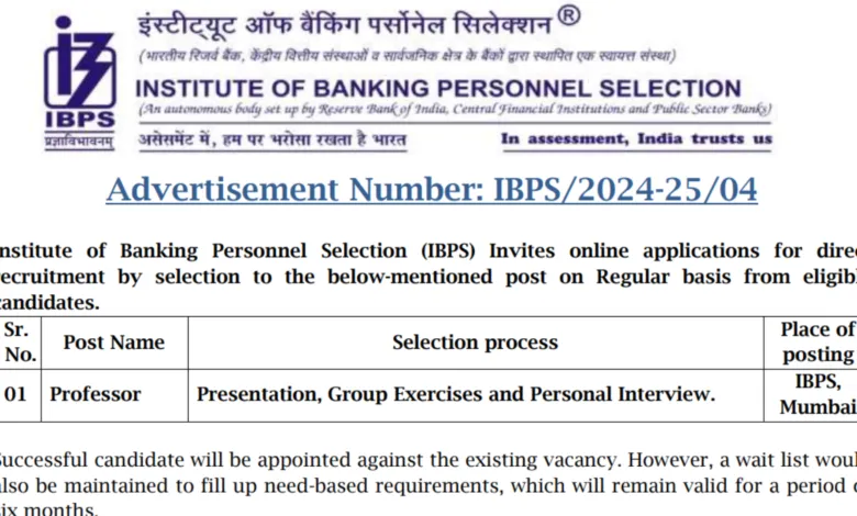 IBPS Recruitment 2024: Apply Online for Professor Post