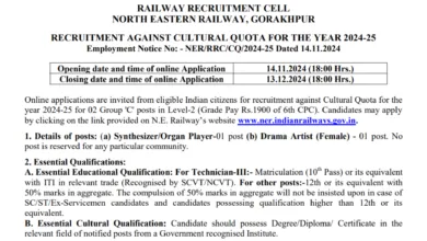 Railway RRC Recruitment 2024: Notification Released for Various Posts, Apply Online