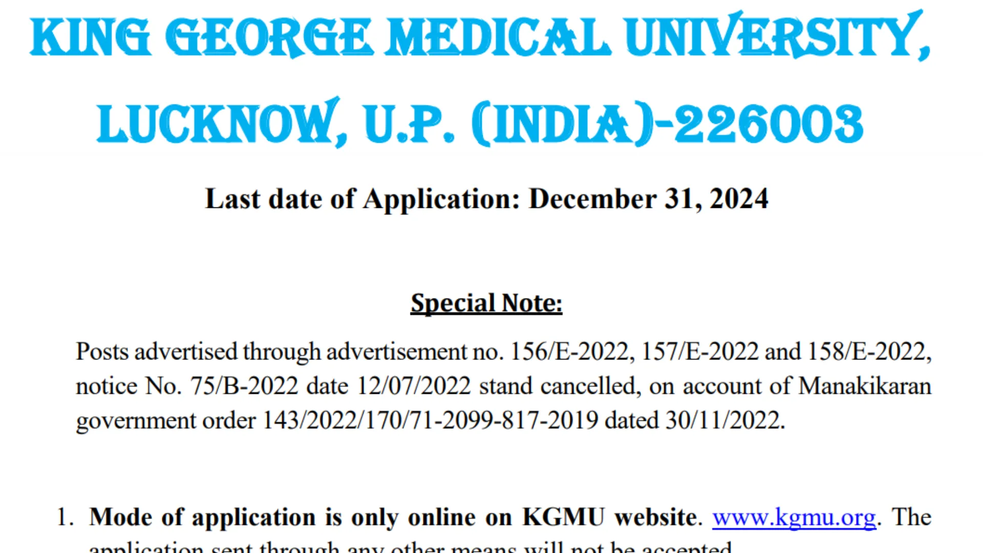 KGMU Non-Teaching Recruitment 2024 Notification OUT for 332 Posts, Apply Online