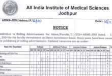 AIIMS Jodhpur Recruitment 2024: Apply Online for 82 Faculty Posts