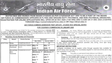 Indian Airforce AFCAT 01/2025 Batch Recruitment 2024 Notification Out, Apply Online for 336 Post